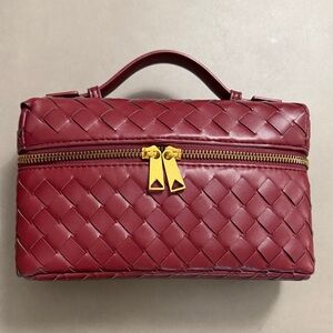 Burgundy Woven Handbag